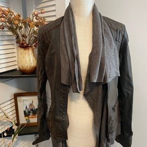 Faux leather jacket with fabric decoration